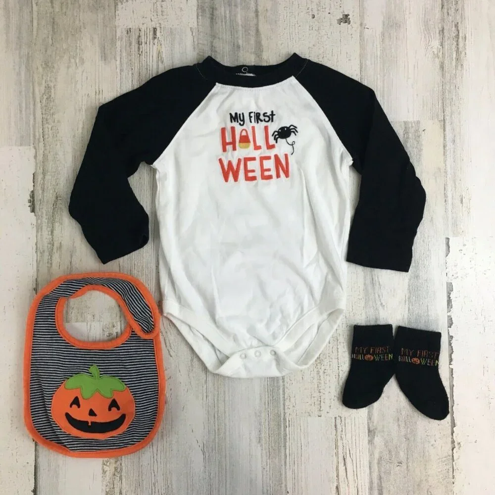 Gymboree 18 24 M My First Halloween Long Sleeve Bodysuit Carters Pumpkin Bib Set